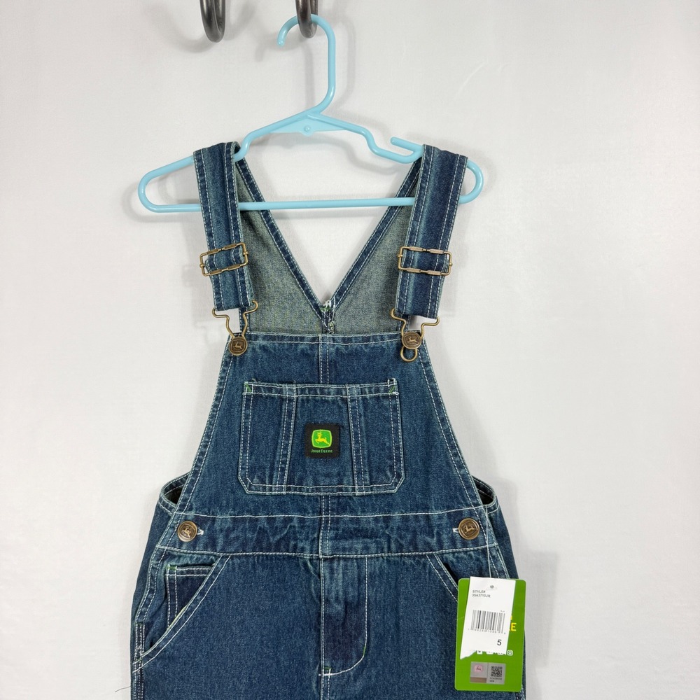 John Deere Denim Overalls Kids Size 5 Blue New Bib Workwear‎ Pockets Cotton